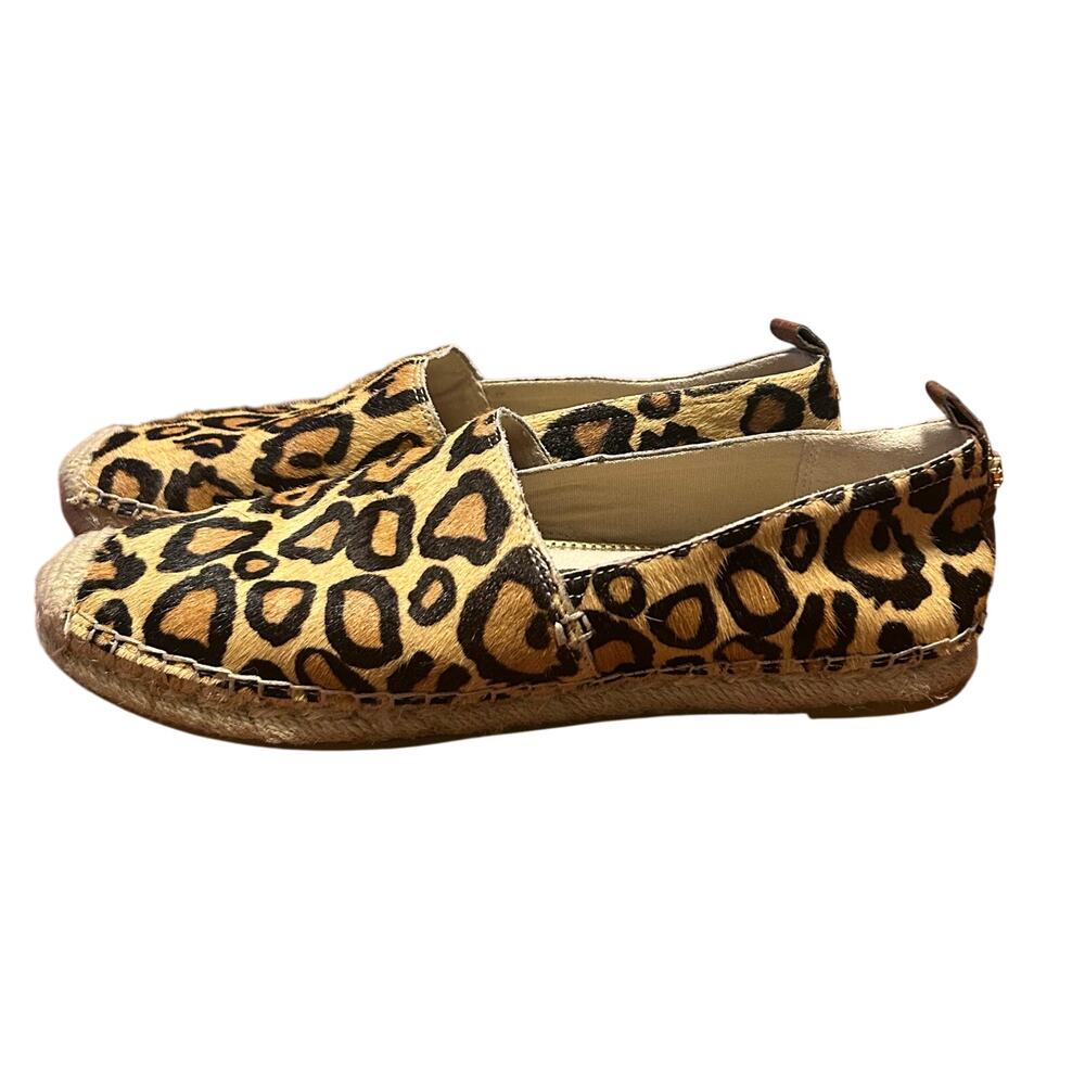 Leopard Print Espadrille Slip-On Flats - Brown